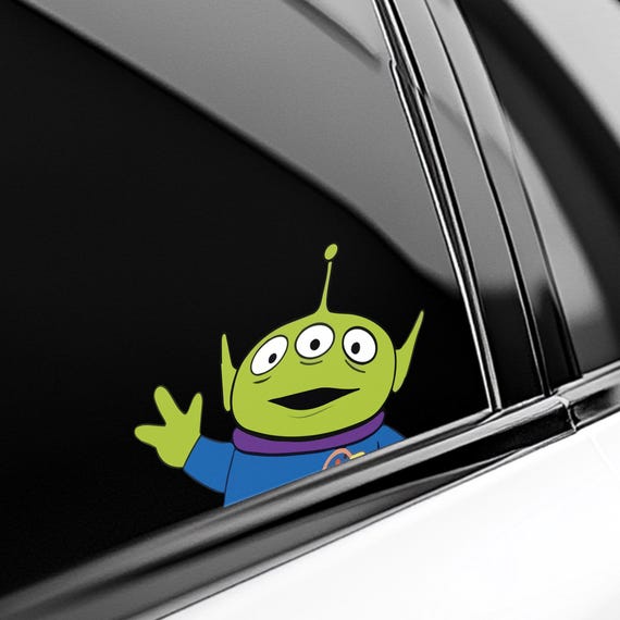 Toy Story Alien Peeker Car Decal, Pixar Peekaboo Window Bumper