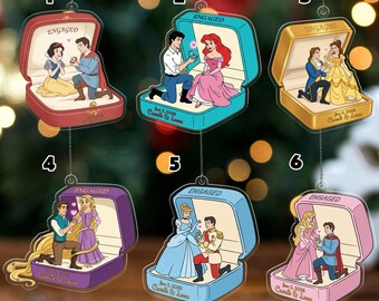 Personalized Disney Couple Engaged Ornament,Princess Couple Ornament,engaged ornament,Christmas Gift For Couples,Anniversary gift G5PV02