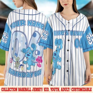 Personalized Blue Clues Baseball Jersey, Blue Dog Lovers Birthday Girl Jersey, Baby Shower Gift, Birthday Boy Gift, Blue Clues D2JL27