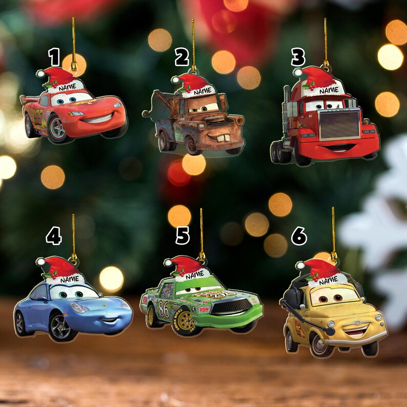 Personalized Name Car Characters Christmas Tree Ornament Lightning Personalized Name Car Characters Christmas Tree Ornament Lightning