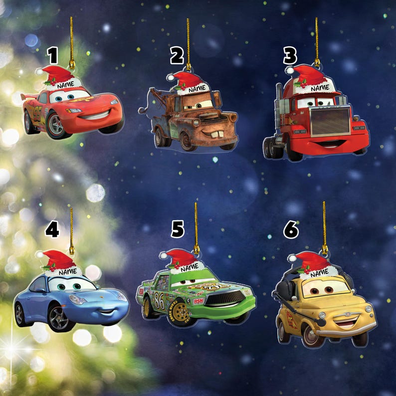 Personalized Name Car Characters Christmas Tree Ornament Lightning Personalized Name Car Characters Christmas Tree Ornament Lightning