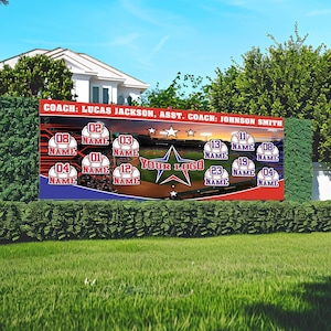 Personalized Baseball Team Backdrop,Customizable Baseball Team Logo Coach and Players name Banner,Baseball Gift,Baseball Match Decor JCLF09