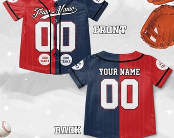Maillot de baseball personnalisé House Divided : logos d'équipe personnalisés tenue de fan rivalité famille sport JCUM09
