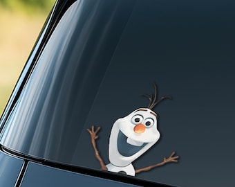 Disney Frozen Olaf Peeker Peekaboo Sticker, Funny Olaf Car Decal, Frozen Olaf Car Window Sticker, Cute Snow Queen Vinyl Laptop NGRI12-01