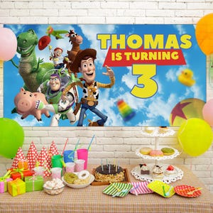 Custom Toy Story Birthday Banner, Personalized Toy Story Birthday Party Banner Decoration, Birthday Party, Disneyland Banner NGPY15