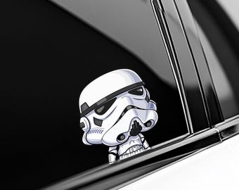 Stormtrooper Peeker Peekaboo Sticker, Car Window Decal,Star Wars Fan Gift, Star Wars Character Sticker, Galaxy Sci-Fi Car Accessory NGRF03-7