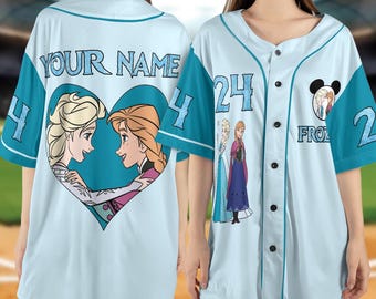 Disney Frozen Baseball Jersey, Elsa and Anna Themed Disney Princess Jersey, Frozen Movie Shirt for Kids and Adults, Frozen Fans Gift NGPH07