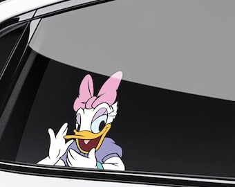 Daisy Duck Car Peeker Sticker – Funny Cartoon Vinyl Decal, Cartoon Duck Car Decor for Girls & Women, Pack Stickers G5MF09-5