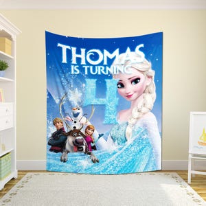 Custom Backdrop, Disney Frozen Party Decorations, Princess Elsa Birthday Banner, Personalize Birthday Gift for Girls, Disney Movie NGP022