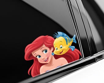 Little Ariel Mermaid Peekaboo Sticker, Disney Princess Car Decal, Little Mermaid Vinyl Sticker, Cute Undersea Movie Car Accessory C1IS34