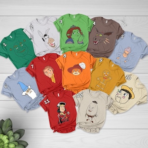 Custom All Characters Shrek Shirt, Fiona Donkey Lord Farquaad Gingerbread Man Shrek Group Matching, Shrek Face Matching Costume JCPF03