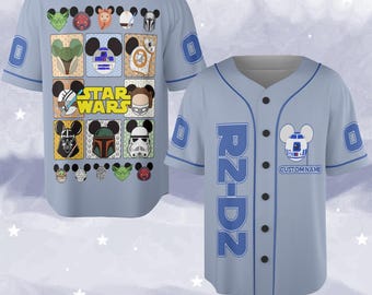 R2-D2 Baseball Jersey, Custom Star Wars Jersey Shirt, Galaxy's Edge Outfit, Droid Star Wars Birthday Gift, Disney Vacation Tee NGQQ13