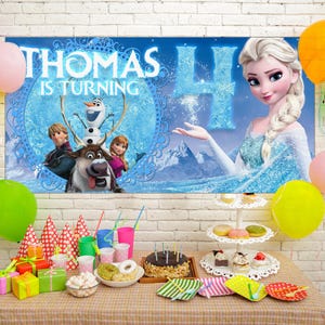 Custom Backdrop, Disney Frozen Party Decorations, Princess Elsa Birthday Banner, Personalize Birthday Gift for Girls, Disney Movie NGP022