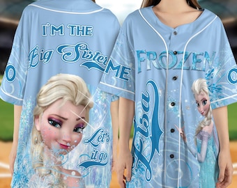 Personalized Frozen Elsa Baseball Jersey, Custom Disney Frozen Baseball Jersey, Disney Princess Jersey, Disneyland Birthday Gift NGQN156