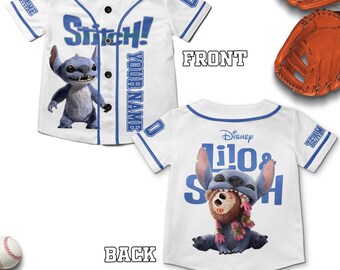 Lilo and Stitch Baseball Jersey, Personalized Stitch Shirt, Disney Baseball Jersey, Stitch Birthday Gift, Disneyland Family Tee NGQQ12