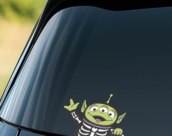 Toy Story Alien Skeleton Halloween Peekaboo Car Decal – Green Martian Peeker Sticker for Window, Laptop, Cute Disney Gift G5MD08-5