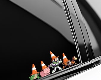 Toys Crossing Peeker Car Decal/ Toy Story Pixar Peekaboo Window Bumper Vinyl Disney Luggage Helmet Guitar Laptop Jumbo Sticker BZHP12