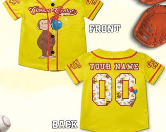 Curious George Birthday Baseball Jersey, Curious George Baseball Shirt, Curious George Birthday Boy Jersey, Custom Baseball Jersey NGQF09
