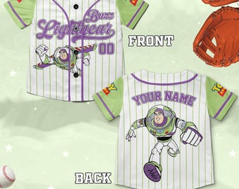 Custom Disney Toy Story Buzz Lightyear Baseball, Custom Kids, Youth, Adult Disney Baseball Jersey Outfits Cute Pixar Toy Story D2JT17