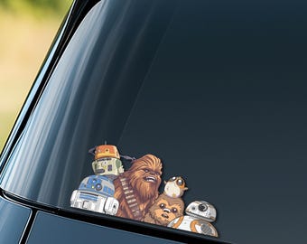 Star Wars Peeker Peekaboo Sticker, Disney Car Window Decal, Star Wars Fan Gift, Disney Character Sticker, Galaxy Sci-Fi Car Accessory NGR315