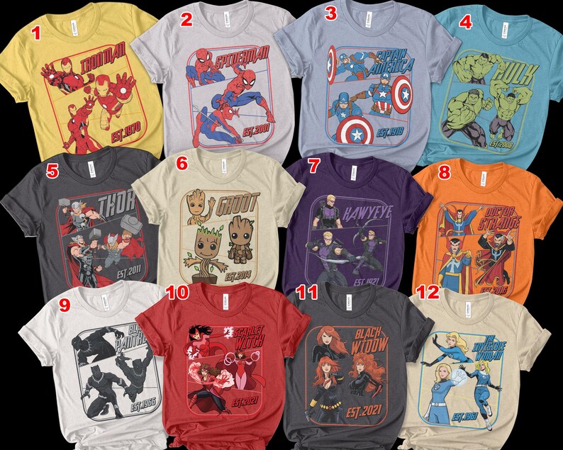 Retro Avengers Disney Marvel Shirt, Spiderman Iron Man Shirt, Birthday Boy, Birthday Girl, Marvel Family Group Matching Tee NHOH04 bild 6