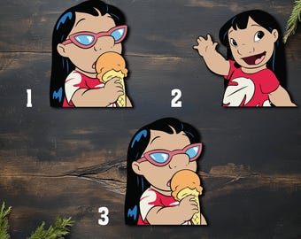 Lilo from Lilo and Stitch Peeker Disney Sticker for Water bottles, laptops, and more, Custom Disney Stickers For Cars JCQ211