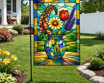 Floral Subtle Anti-Trump Garden Flag, FDT Garden Flag, Foxglove Daisy Tulip Yard Sign, Feminist Political Signs Flag D250304