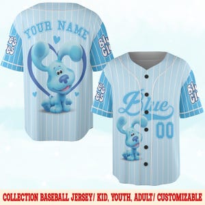 Personalized Blue Clues Baseball Jersey, Blue Dog Lovers Birthday Jersey, Baby Shower Gift Birthday, Blue Clues Family Matching Tee C1FK09