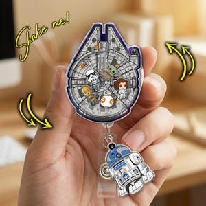 Custom Disney Star Wars Shaker Badge Reel, Disney Galaxy Acrylic ID Holder, Funny Han Solo Goofy Stormtrooper Reel, Star Wars Fan  G6G308-6