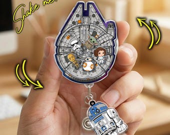Custom Disney Star Wars Shaker Badge Reel, Disney Galaxy Acrylic ID Holder, Funny Han Solo Goofy Stormtrooper Reel, Star Wars Fan  G6G308-6