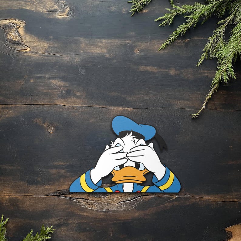 Donald Duck Car Window Peeker Decal ,disney Vinyl Sticker, Cartoon Duck ...