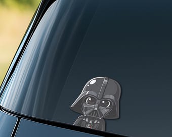 Darth Vader Peeker Peekaboo Sticker, Car Window Decal, Star Wars Fan Gift, Star Wars Character Sticker, Galaxy Sci-Fi Car Accessory NGRF03-4
