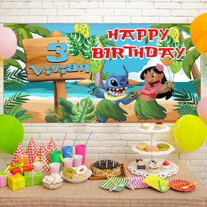 Lilo And Stitch Birthday Backdrop, Lilo And Stitch Personalized Birthday Banner,Lilo And Stitch Birthday Party C1HK12