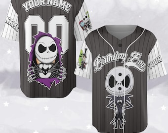 Custom Nightmare Before Jack Skellington Baseball Jersey, Matching Baseball Team Outfit, Adult Toddler Jersey, Disney Xmas Gift NGRJ25