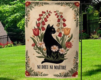Bandera de jardín "Ni Dios ni Maestro", bandera de activista social, bandera de jardín de izquierdas, letrero de otoño, lucha contra el fascismo, decoración de justicia social G5NA17