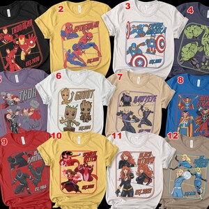 Retro Avengers Disney Marvel Shirt, Spiderman Iron Man Shirt, Birthday Boy, Birthday Girl, Marvel Family Group Matching Tee NHOH04 bild 2
