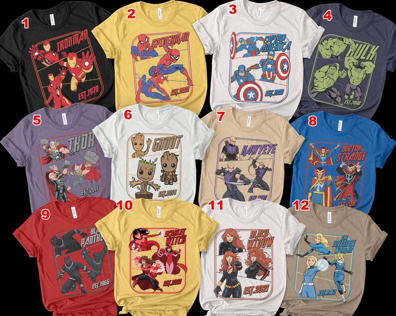 Retro Avengers Disney Marvel Shirt, Spiderman Iron Man Shirt, Birthday Boy, Birthday Girl, Marvel Family Group Matching Tee NHOH04 bild 2