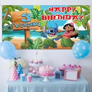 Lilo And Stitch Birthday Backdrop, Lilo And Stitch Personalized Birthday Banner,Lilo And Stitch Birthday Party C1HK12