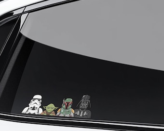 Star Wars Peeker Peekaboo Sticker, Car Window Decal, Star Wars Fan Gift, Star Wars Character Sticker, Galaxy Sci-Fi Car Accessory D2JC01