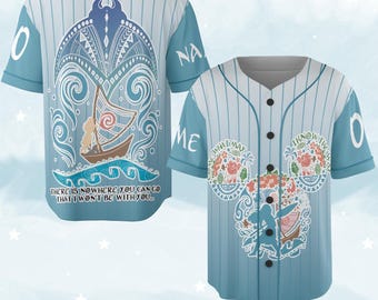 Custom Name Moana Princess Baseball Jersey, Custom Disney Moana Vacation Baseball Jersey, Disney Baseball Team Outfit Jersey NGSW17