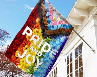Pride And Joy Floral Progressive Pride Garden Flag, LGBTQ+ Flag For Home, Beautiful Flower Gay Pride Garden Flag, Pride is Beauty NGPS09