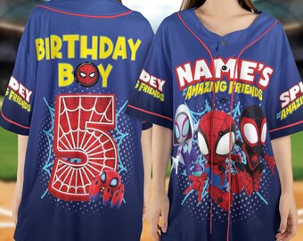 Personalize Spidey And His Amazing Friends Baseball Jersey, Custom Spider Birthday Boy Baseball Jersey Team, Baseball Team Outfit NGRS02