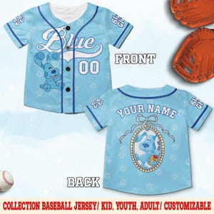 Personalized Blue Clues Baseball Jersey, Game Day Blue Dog Lovers Birthday Jersey, Blue Clues Family Shirt, Blue Clues Fan Gift Kids NGQ220