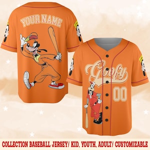Custom Goofy Baseball Jersey , Disney Sports Shirt with Name Number, Funny dog Birthday Gift for Kids & Adults, Fun Cartoon Outfit NGQU20