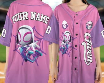 Personalized Ghost Spider Spidey And His Amazing Friends Baseball Jersey, Baseball Jersey Kids, Youth, Adult, Spider Birthday Jersey NGQ120