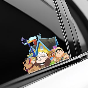 Kevin Carl Russell Dug Peekaboo Peeker Peeking Car Window Decal - Bumper Waterproof Vinyl Stickers - Pixar Up Movie - Pack Stickers C1IS26