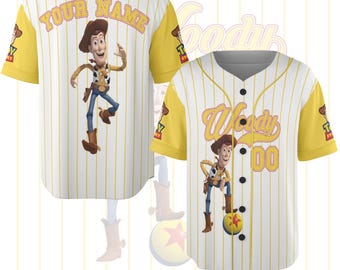 Custom Disney Toy Story Woody Baseball Jersey, Sheriff Woody Buzz Lightyear Jersey, Disney Baseball Outfit, Toy Story Jersey Gift C1HG16