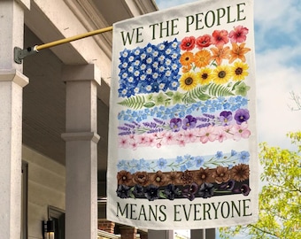 We The People Means Everyone Floral American Flag Garden Decor JDN515