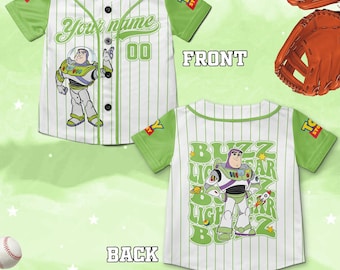 Custom Disney Buzz Lightyear Toy Story Baseball Jersey, Baseball Jersey Team, Disney Team Outfit, Gift for Kids, Disneyland Trip NGUG06