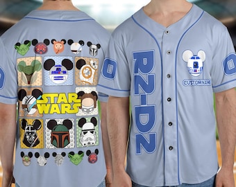 R2-D2 Baseball Jersey, Custom Star Wars Jersey Shirt, Galaxy's Edge Outfit, Droid Star Wars Birthday Gift, Disney Vacation Tee NGQQ13